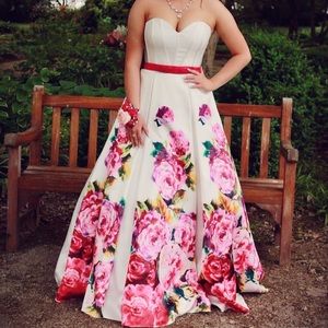 Pink Floral Prom/Formal Ballgown Dress Corset Back